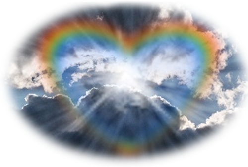 Heart rainbow in clouds